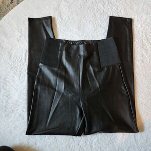 A New Day Faux Leather Leggings High Waisted Elastic Waistband‎ Black Small